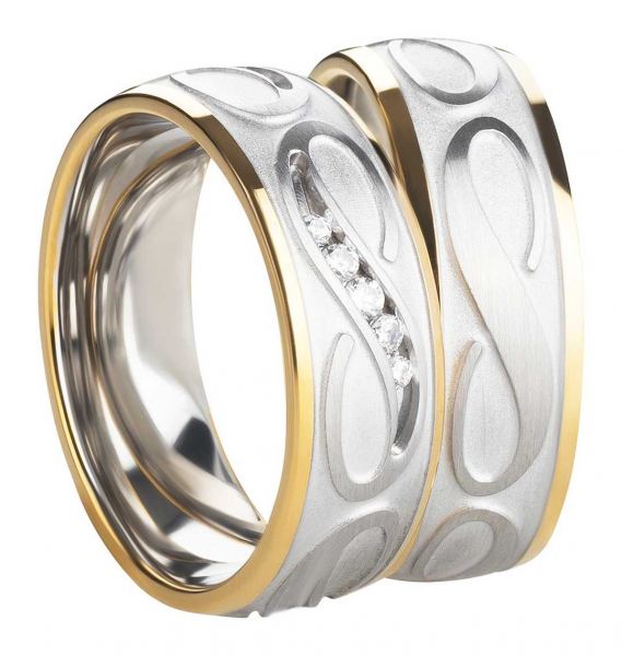 Preview: Klassisch schöne Partnerringe Edelstahl AB3416-AB3417