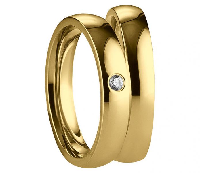 Preview: Edle Edelstahlringe goldfarbig modern PE321