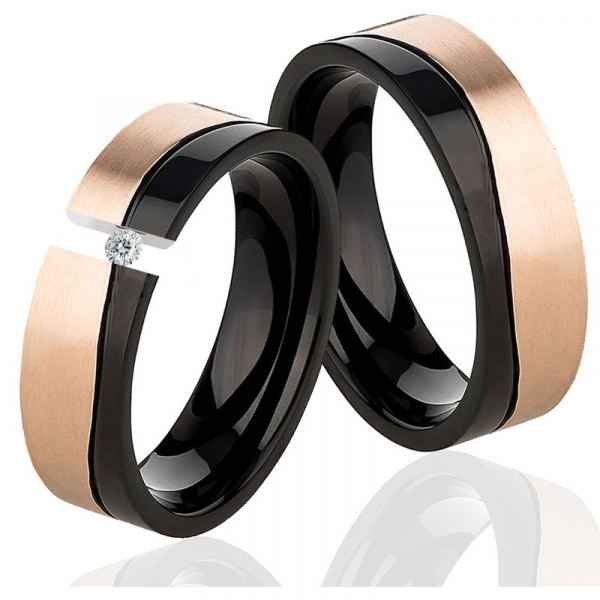 Preview: Zeitlose Edelstahlringe LUC36 Bicolor Gravur