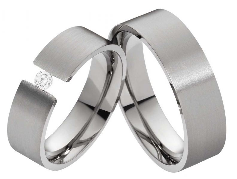 Preview: Partnerringe klassisch aus Titan PT022 Zirkonia
