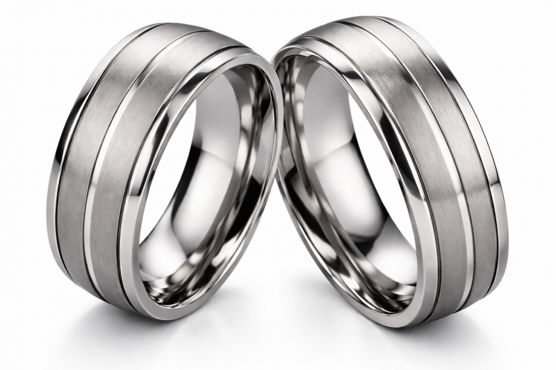 Preview: Titanringe voll im Trend T037 breite 8mm + Glanzrillen