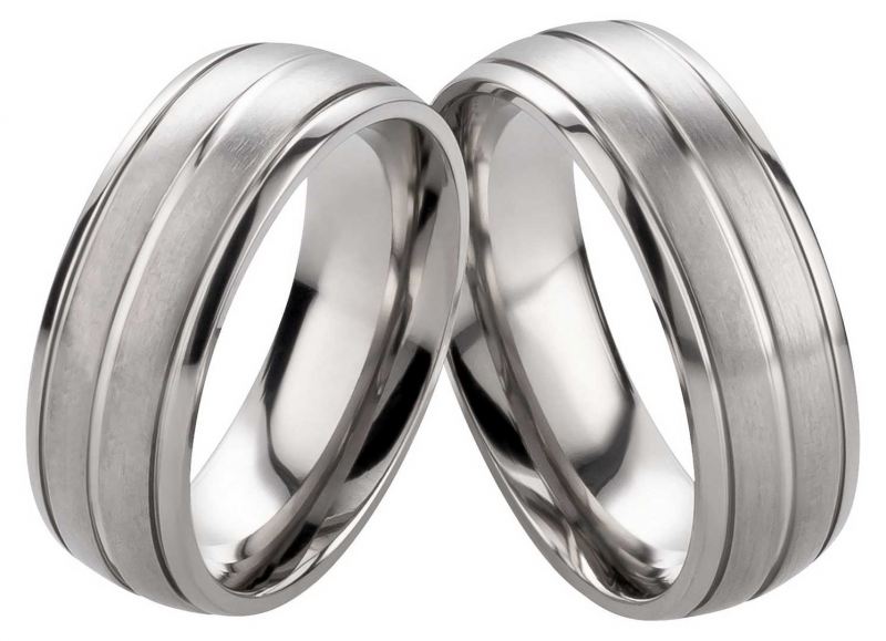 Preview: Partnerringe Titanringe mit drei Glanzrillen PT037