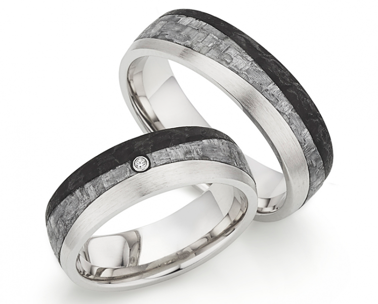 Silber Carbonring SR1944/SR1945 mit W/Si 0,015 CT Diamant
