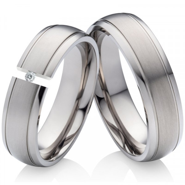 Titanringe LUC15 mit Zirkonia oder Diamant