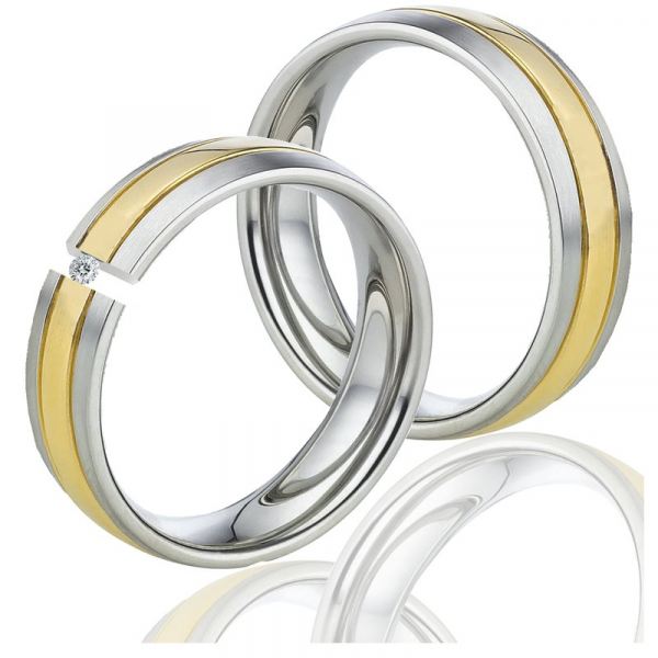 Preview: Titanringe LUC69 mit Diamant