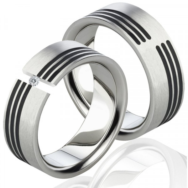 Titanringe mit Diamanten LUC71 und Gravur
