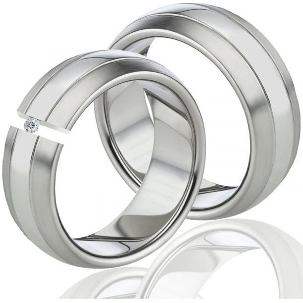Preview: Titan Ringe Matt und poliert LUC73 mit Diamant