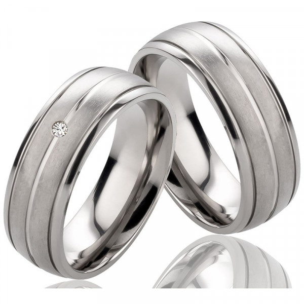 Titanringe MOR32 mit Zirkonia oder Diamant