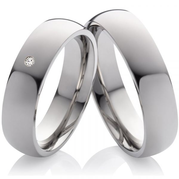 Preview: Partnerringe Titan MOR62 6mm breite und Stein