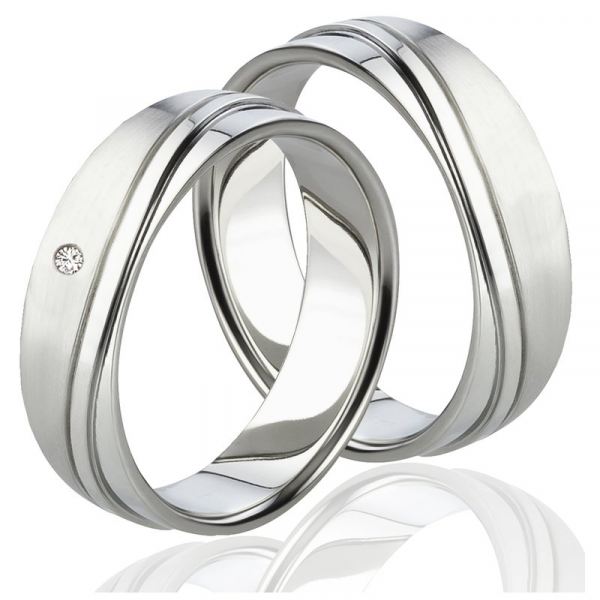 Preview: Partnerringe Titan MOR72 5mm breit mit Stein