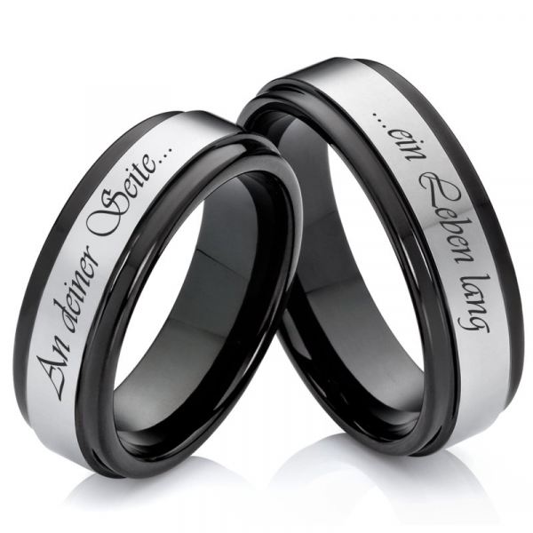 Preview: Zauberhaft polierte Wolframringe W159