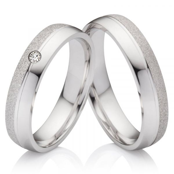Preview: Eheringe aus massiven 925 Silber mit DIAMANT SB42