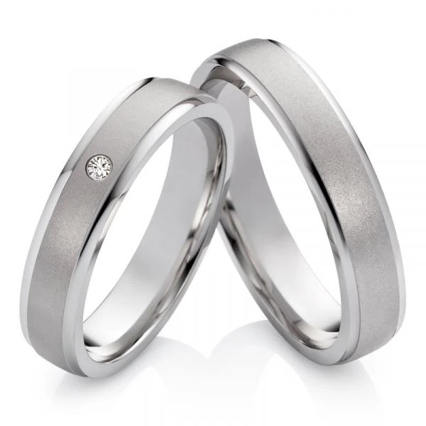 Trauringe 925 Silber mit Diamant SB36, eleganter Partnerring