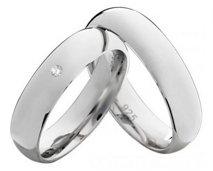 Preview: Polierte Silberringe mit Stein PS811s