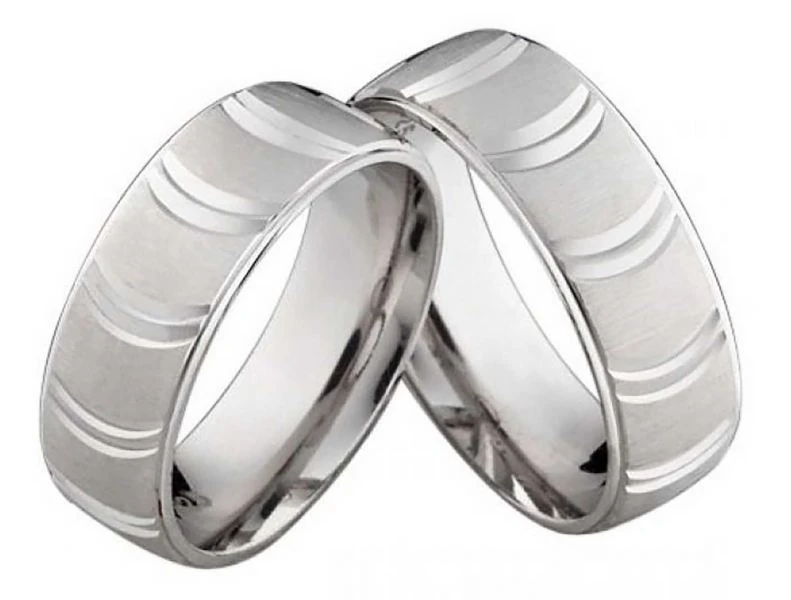 Partnerringe Silberringe PS817 7mm breit, ohne Stein, Glanzrillen-Design