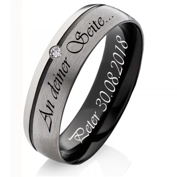 Preview: Damenring Titanring FF48D mit Außengravur