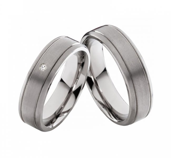 Preview: Partnerringe Titanringe PT017 mit mattierter Oberfläche