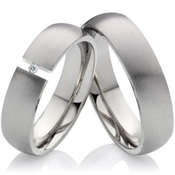 Preview: Titan ringe Paar LUC14 mit Zirkonia oder Diamant