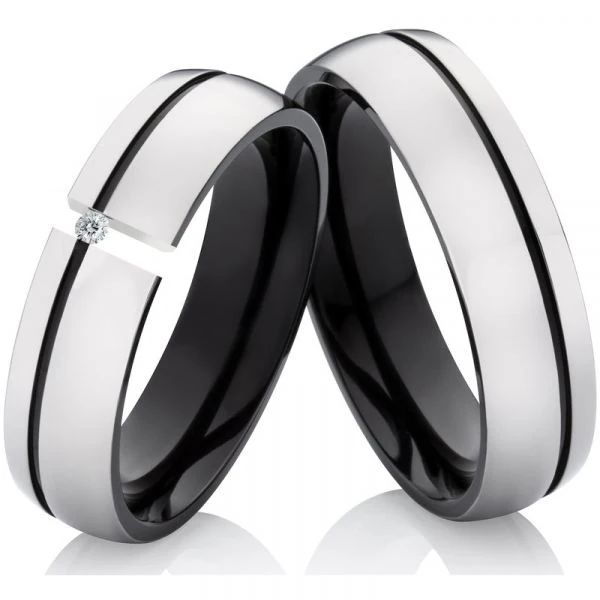 Titanringe LUC27 mit Zirkonia oder Diamant