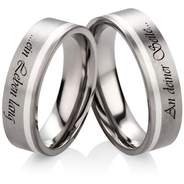 Preview: Trauringe Titanringe Silber T312 Außengravur