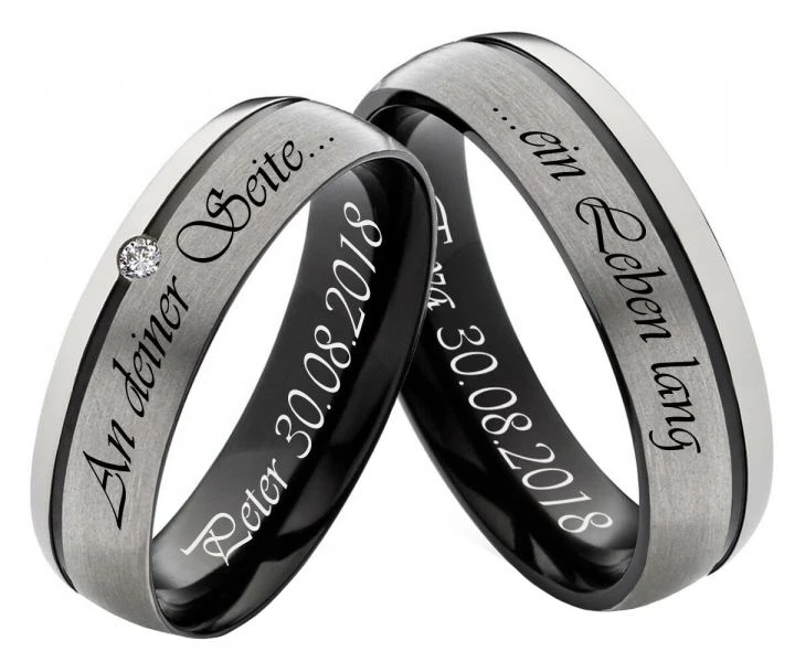 Titan Partnerringe PT005 mit Zirkonia