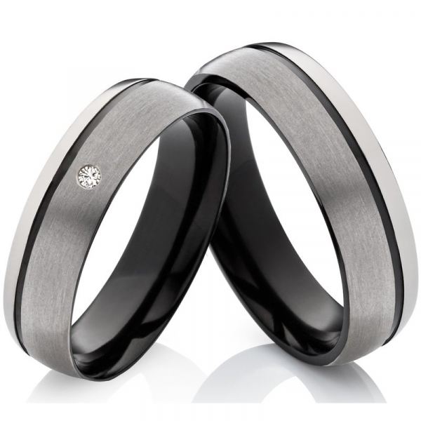 Preview: Titanringe MOR7 Schwarz Zirkonia oder Diamant