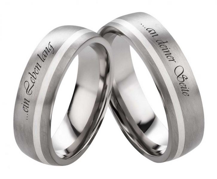 Preview: Trauringe aus Titanringe Silber T004 Außengravur