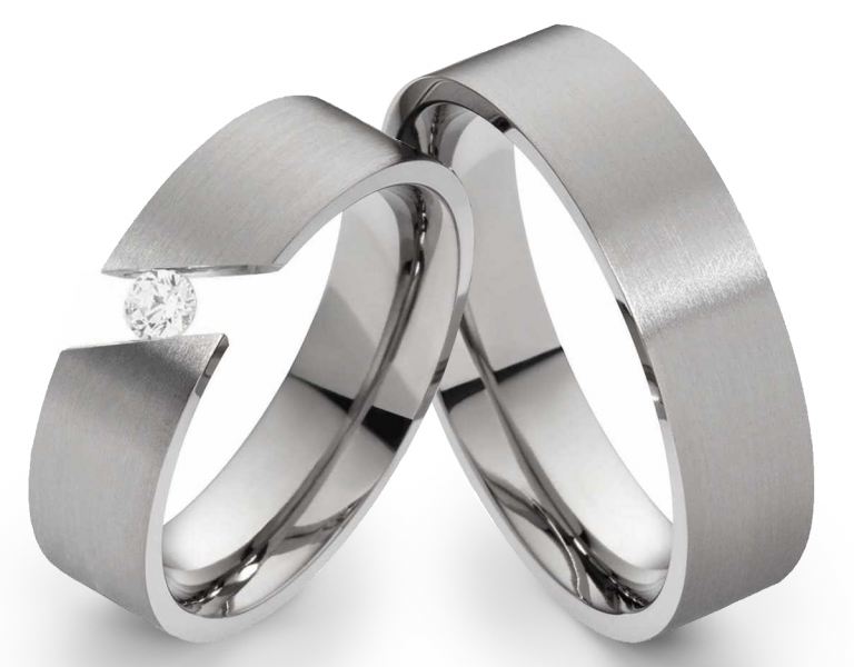 Preview: Massive Titanringe T048-HT020 mit Zirkonia