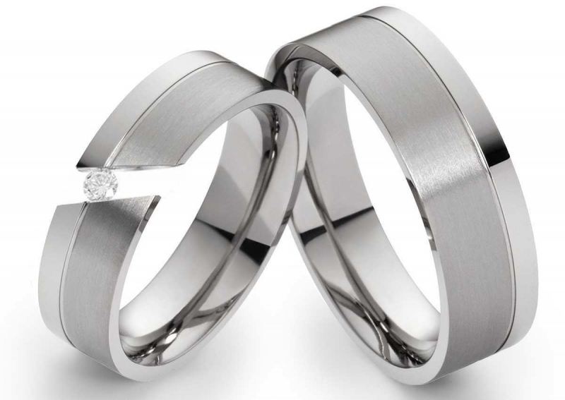 Preview: Titan Ringe Matt und poliert T054 mit Zirkonia