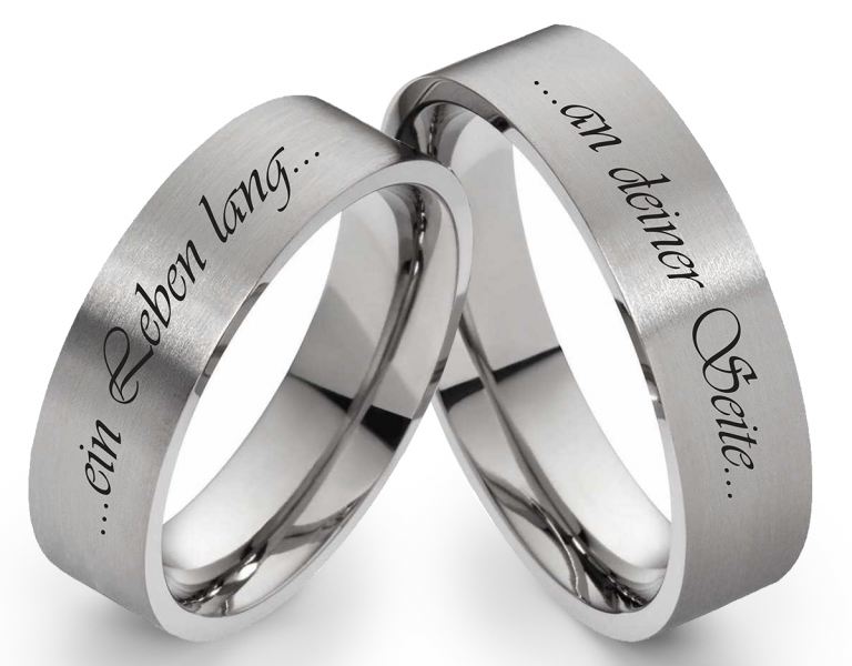 Preview: Klassische Eheringe aus Titan T061 Außengravur