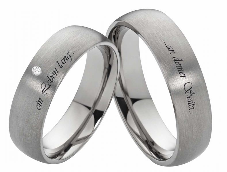 Preview: Trauringe Titan 6mm breit T063 mit Stein