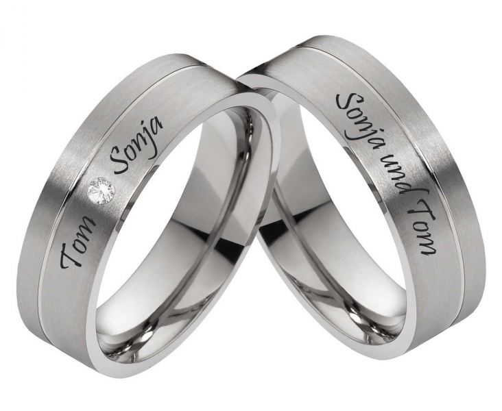 Preview: Partnerringe Titan PT073 mit Zirkonia oder Diamant