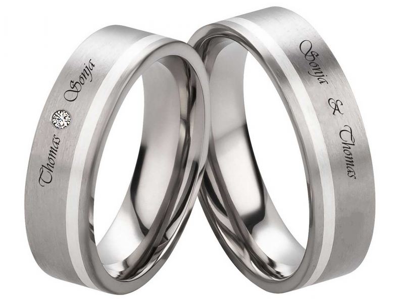 Preview: Ringe aus Titan mit 925 Silber T079 mit Stein
