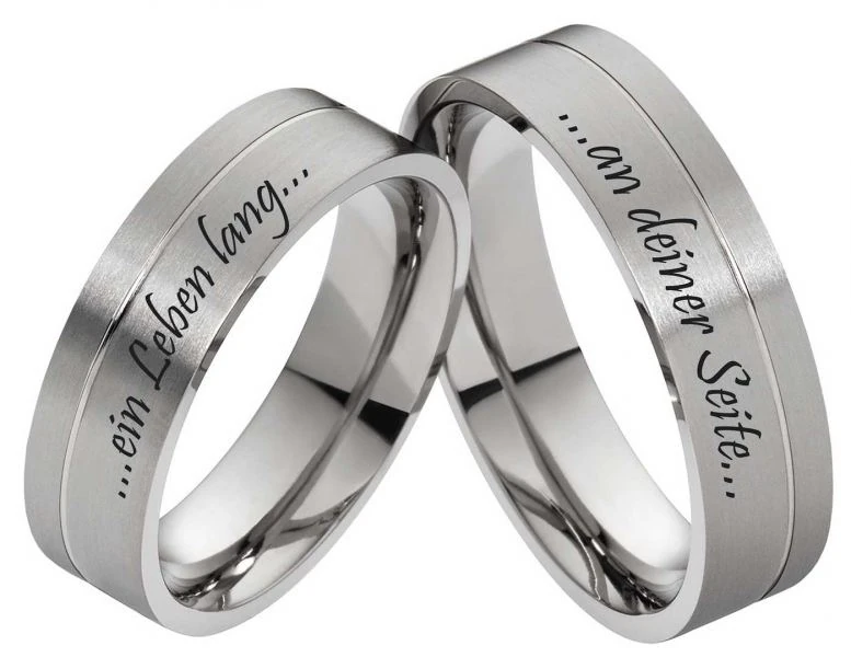 Titanringe T086 ohne Stein mit Außengravur