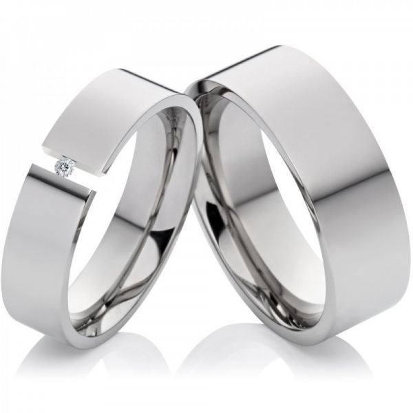 Partnerringe Titanringe PT189 mit Zirkonia