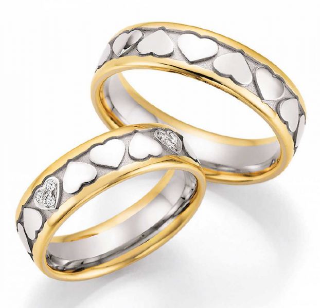 Trauringe aus 333-/ Gold 66/38030-060-66/38040-060 Diamanten mit Gravur