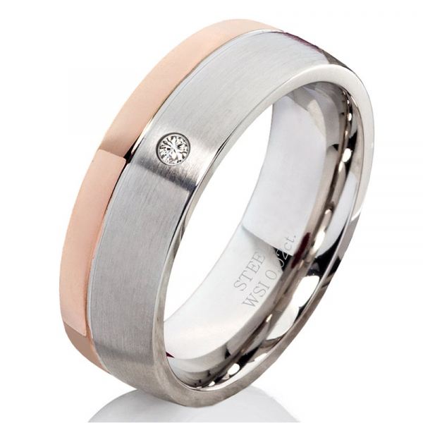 Preview: Verlobungsring Damenring Edelstahl DE193 mit Diamant