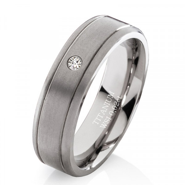 Damenring Titanring DTB4 mit Stein und Gravur