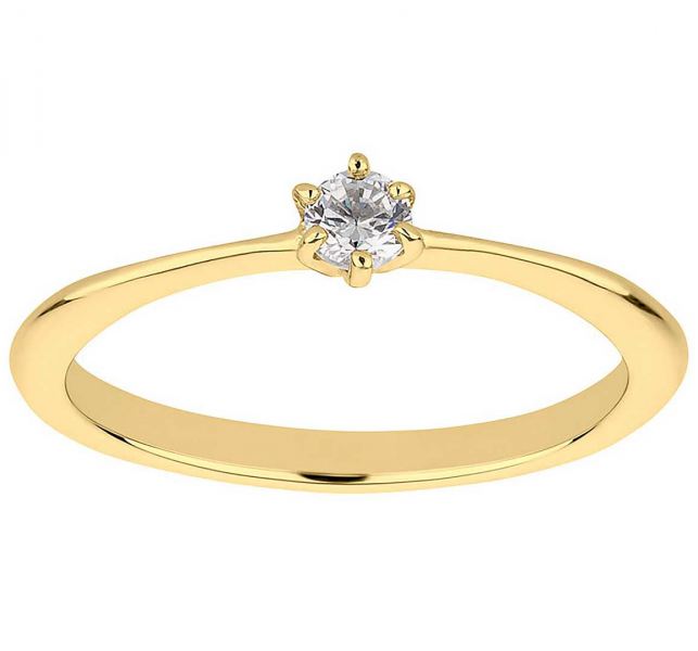Preview: Verlobungsring Damenring AB3436 mit Goldfarbiger Beschichtung