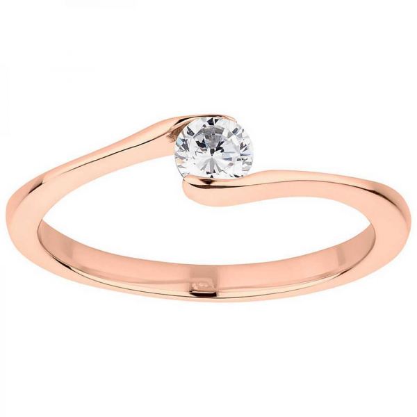Preview: Edelstahlring Damenring AB3432 mit Rosefarbiger Beschichtung