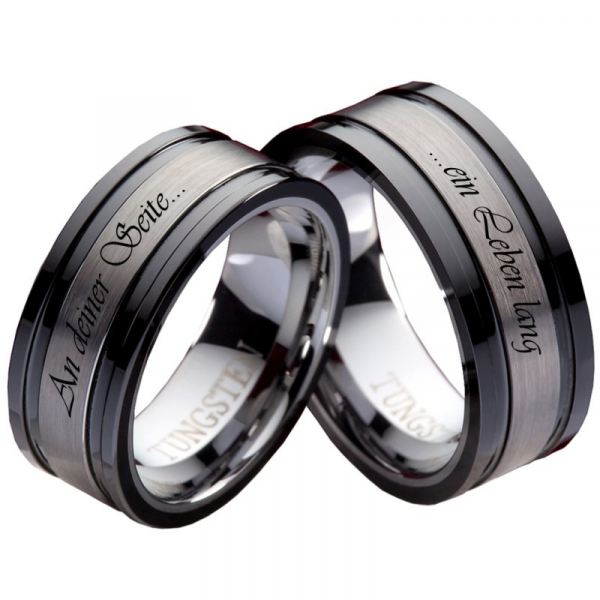 Preview: Partnerringe Wolframringe PW130 mit Außengravur