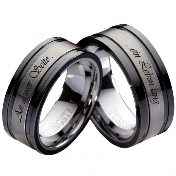Partnerringe Wolframringe PW130 mit Außengravur