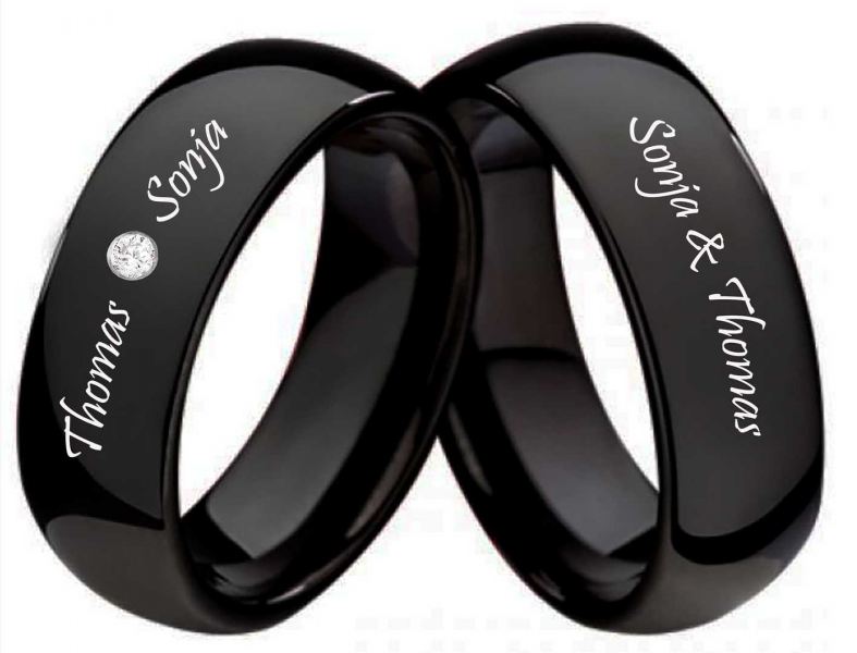 Preview: Partnerringe Wolfram SCHWARZ PW109 mit Zirkonia