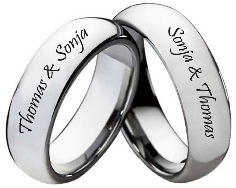 Preview: Partnerringe Wolframringe PW129 mit Außengravur