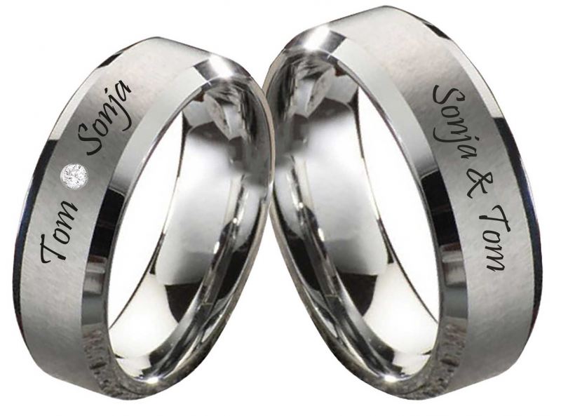 Preview: Partnerringe Wolframringe PW107 mit Zirkonia