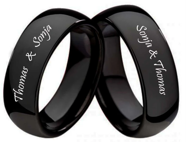 Wolframring W108 schwarz beschichtet, moderne Gravur möglich