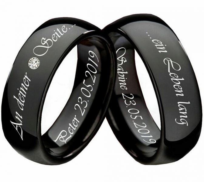 Preview: Ringe aus Wolfram W109 mit Gravur