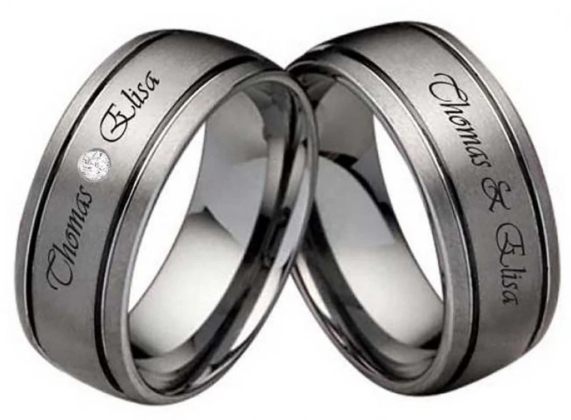 Wolframring W116 mit Zirkonia oder Diamant und Außengravur