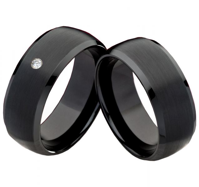 Preview: Partnerringe Wolfram SCHWARZ PW152 mit Stein