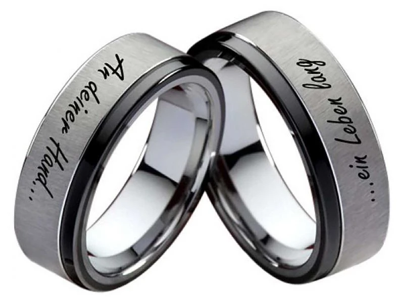 Wolframringe W126 ohne Stein mit Außengravur